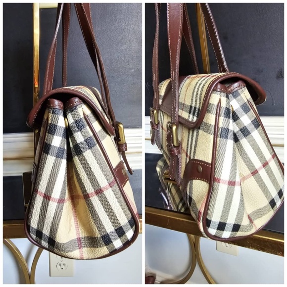 Authentic BURBERRY Haymarket Check Coated Canvas Shoulder Bag - Picture 5 of 10
